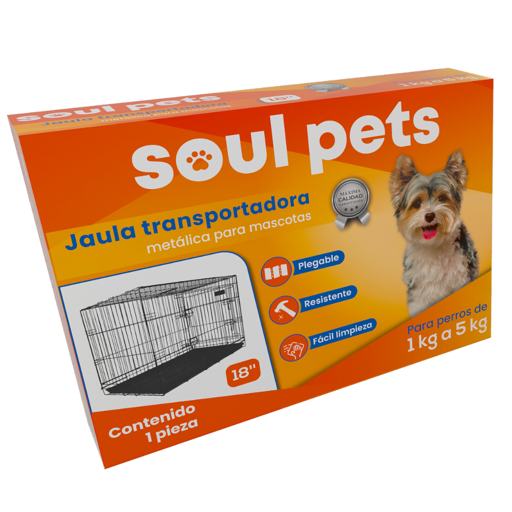 Jaula Transportadora de 18 Pulgadas para Perros de 1 a 5 Kg - Soul Pets Jaula Transportadora de 18 Pulgadas para Perros de 1 a 5 Kg - Soul Pets